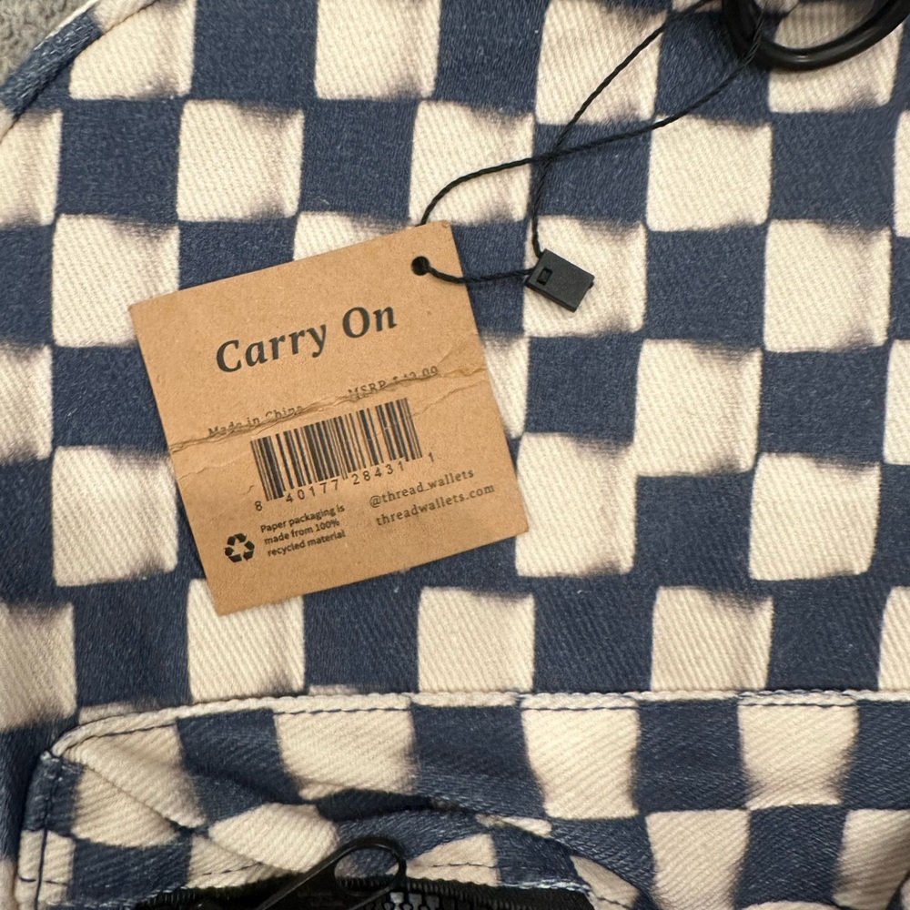 Thread Checkered Blue and Cream Backpack - Picture 2 of 3